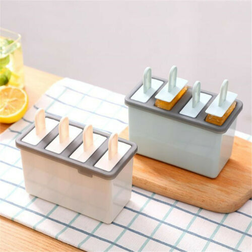 4 Cell Silicone Popsicle Mold Frozen Ice Cream Mould Pop Lolly Tray Ice Making - Fresh Stock Dated February 2026