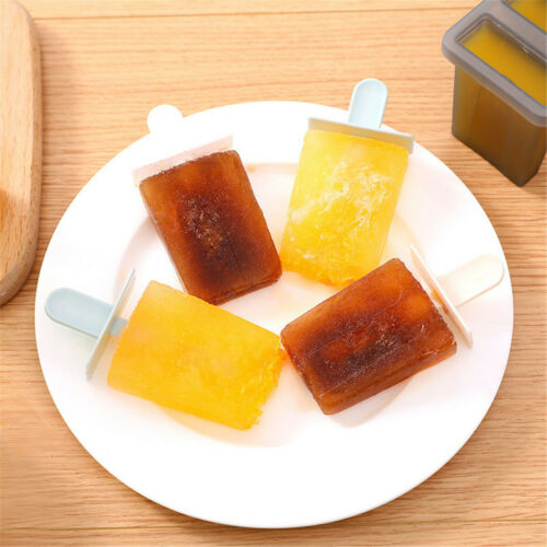 4 Cell Silicone Popsicle Mold Frozen Ice Cream Mould Pop Lolly Tray Ice Making - Fresh Stock Dated February 2026