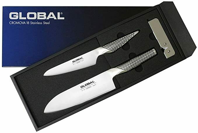 Global Japanese Chef Kinfe Santoku Petty Speed sharpener 3set GST-B46 Double-edg - Fresh Stock Dated January 2026