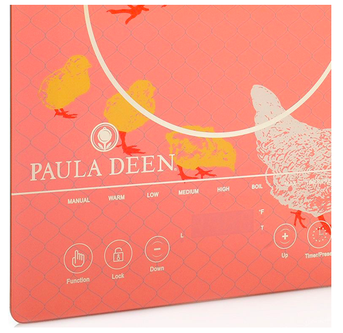 NEW Paula Deen 1500W LED Colored Glass Programmable Induction Cooker Hen Chicks - Fresh Stock Dated February 2026