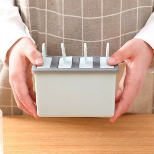 4 Cell Silicone Popsicle Mold Frozen Ice Cream Mould Pop Lolly Tray Ice Making - Fresh Stock Dated February 2026