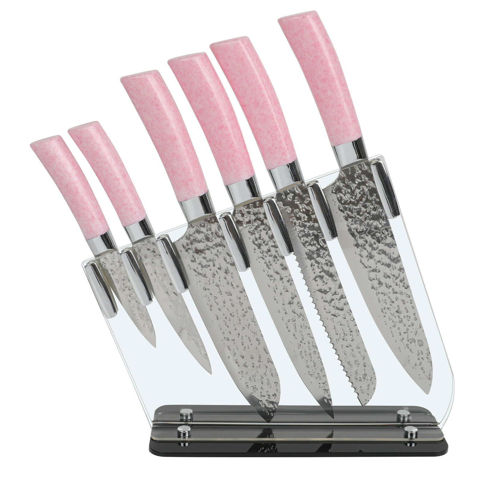 7PC Knife Set Stainless Steel Non-Stick Kitchen Chef Knives Set w/ Acrylic Stand - Fresh Stock Dated February 2026