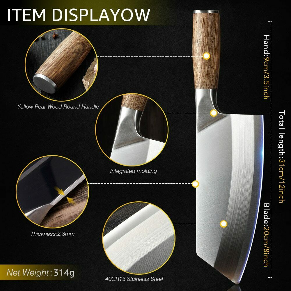 Butcher Knife Stainless Steel Kitchen Knife Japanese Damascus Meat Cleaver Chef - Fresh Stock Dated February 2026
