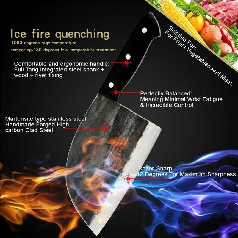 Kitchen Knife Bone Chopper Knife Forged Carbon Steel Chef Knive Kitchen Chopping - Fresh Stock Dated January 2026