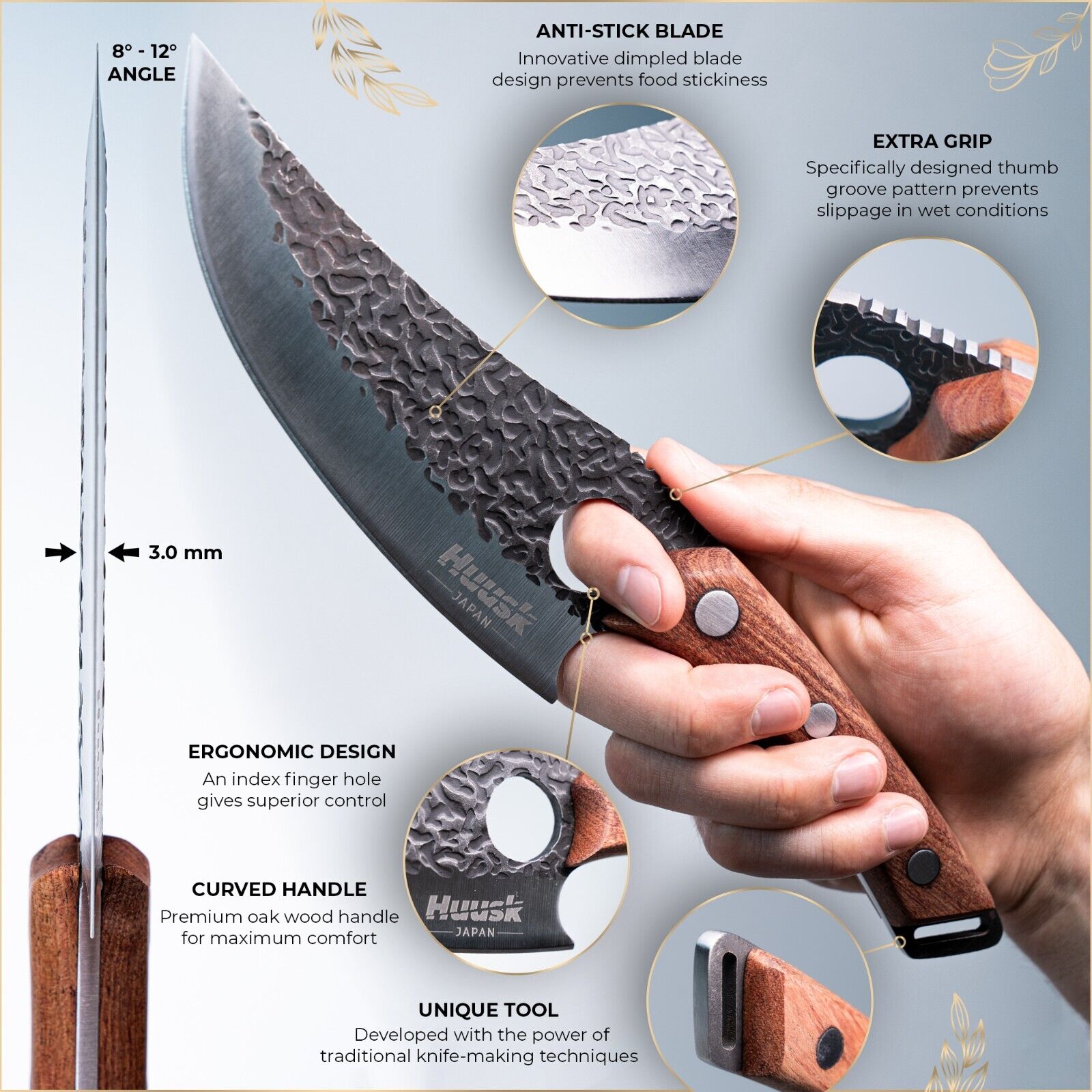Huusk - Japanese Kitchen Knife - Premium grade materials - Perfectly balanced - Fresh Stock Dated February 2026