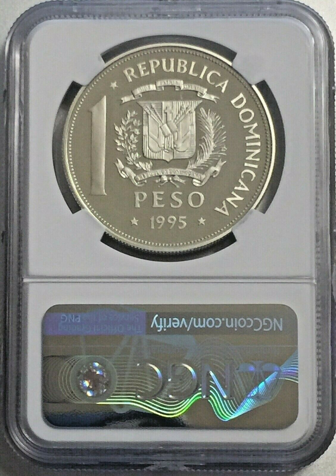 Dominican Republic 1 Peso 1995 Proof 69 NGC UN Silver Coin - Fresh Stock Dated December 2025