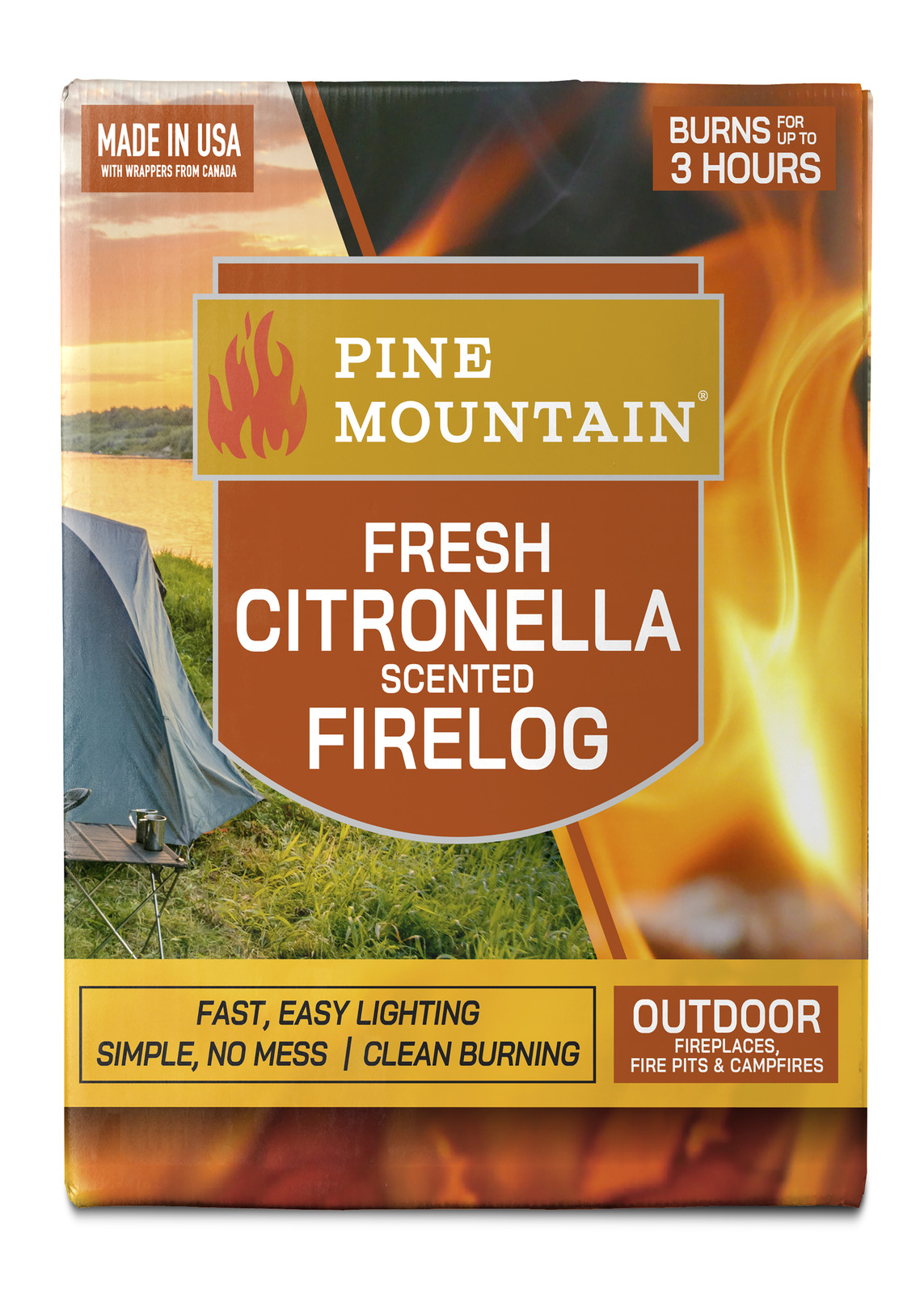 Pine Mountain Citronella Scented Firelog 4 Pack - Fresh Stock Dated January 2026