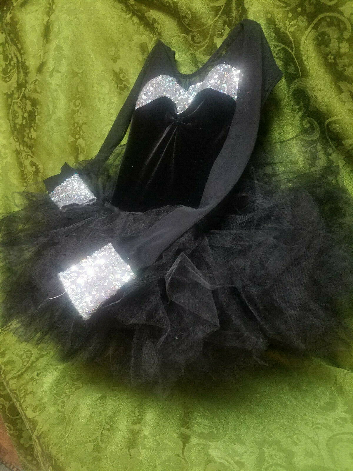 Girl Black Stretch Velvet Ballet Tutu Dance Costume Leotard Halloween Size Large - Fresh Stock Dated December 2025