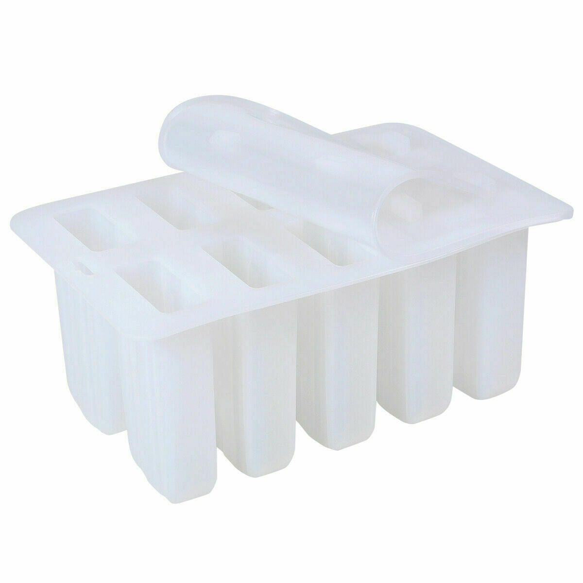 10-Cell Reusable Silicone Ice Pop Molds Easy Release Popsicle Maker w/50 Sticks - Fresh Stock Dated January 2026