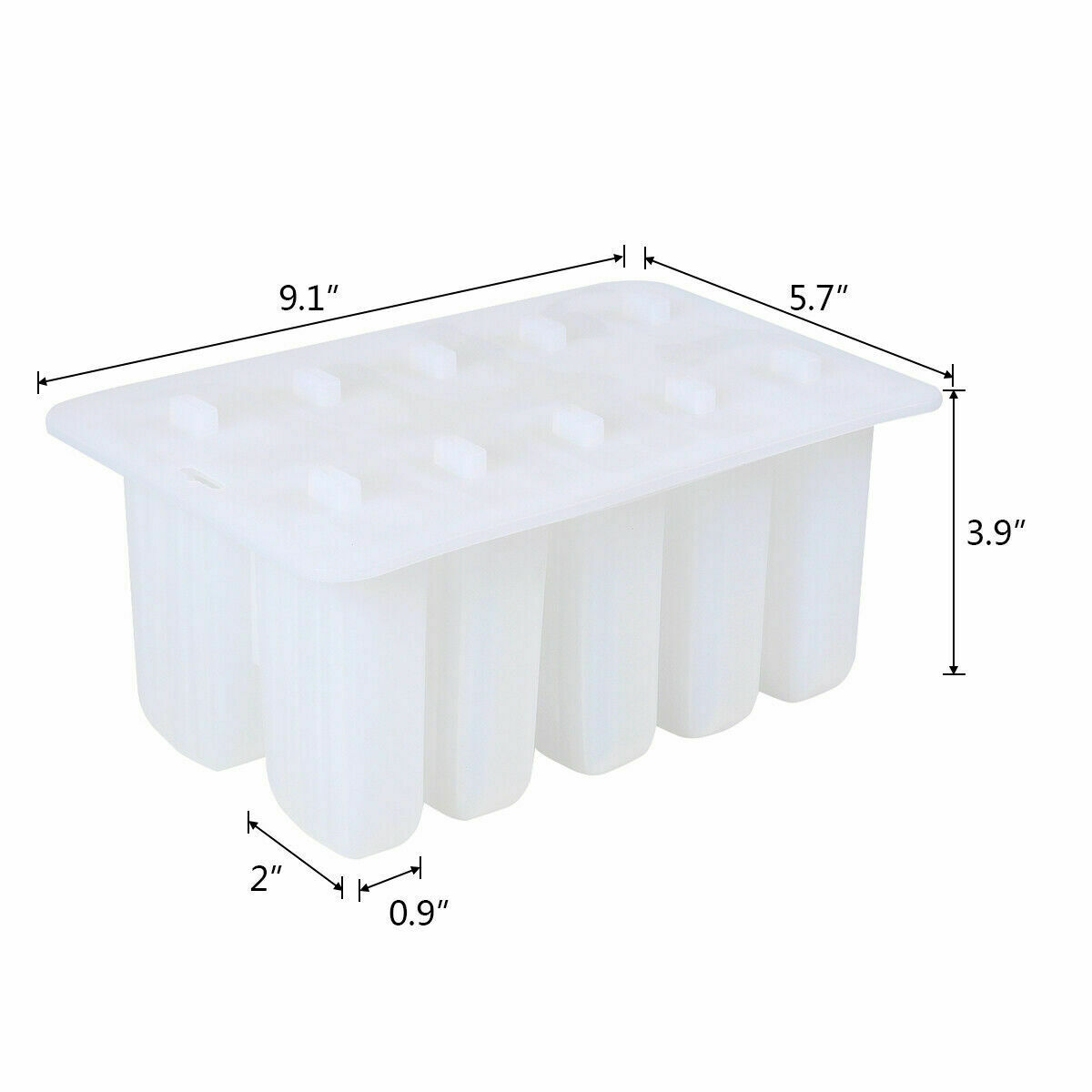 10-Cell Reusable Silicone Ice Pop Molds Easy Release Popsicle Maker w/50 Sticks - Fresh Stock Dated January 2026