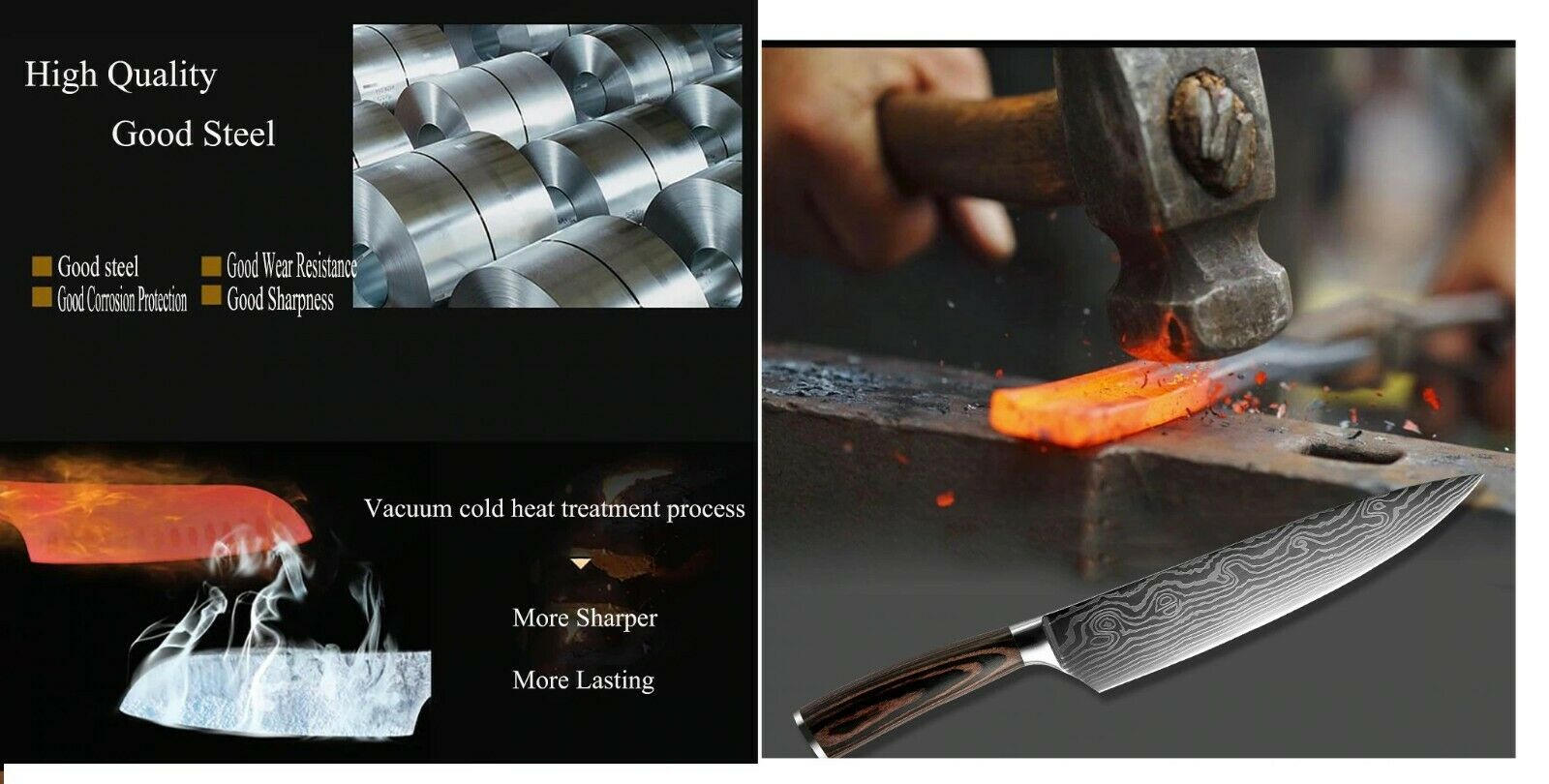 Kitchen Knife set Professional Stainless Steel Damascus Cleaver Japan Chef - Fresh Stock Dated January 2026