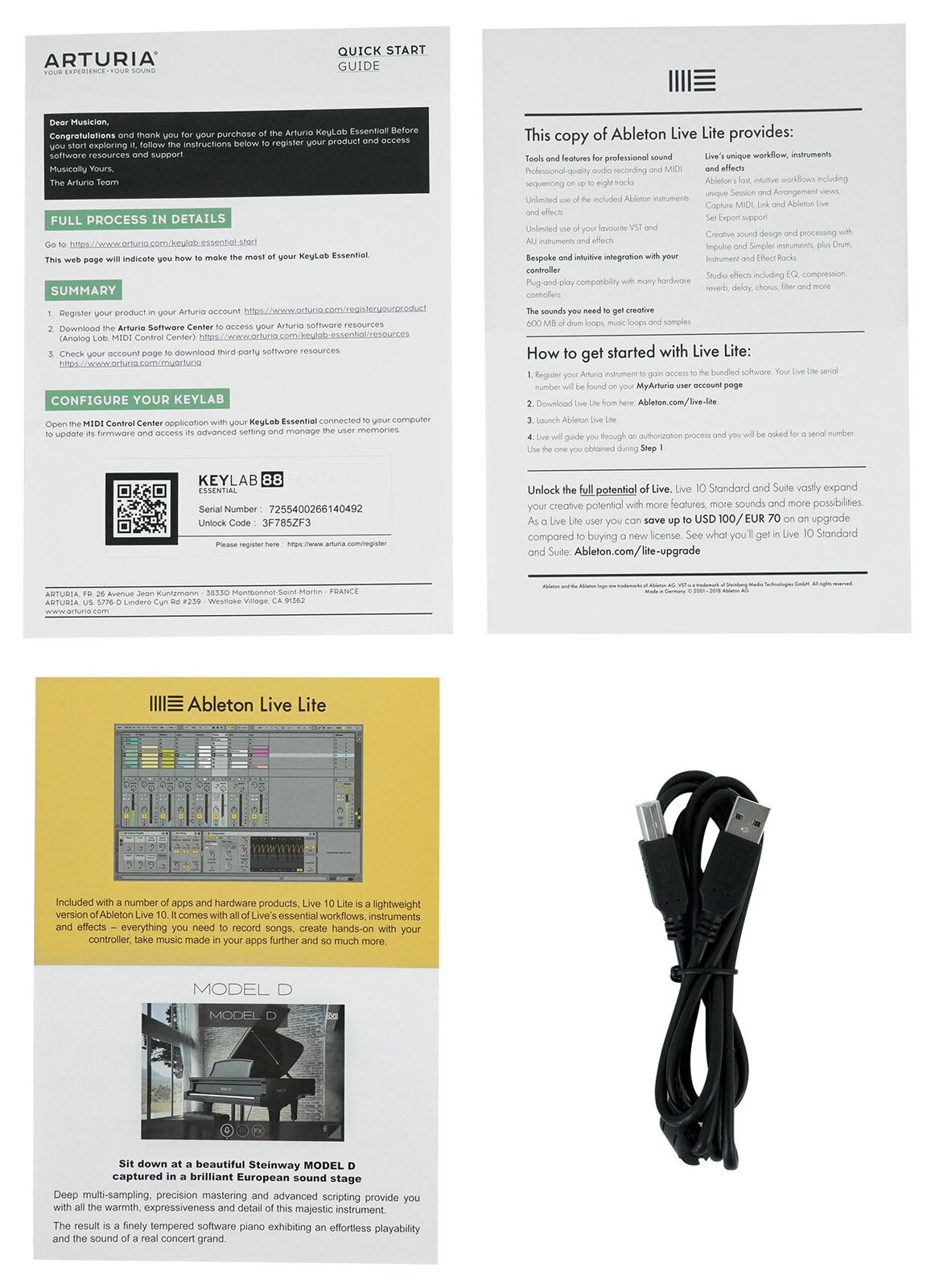 Arturia KeyLab Essential 88-Key USB MIDI Keyboard Controller in White+Software - Fresh Stock Dated December 2025