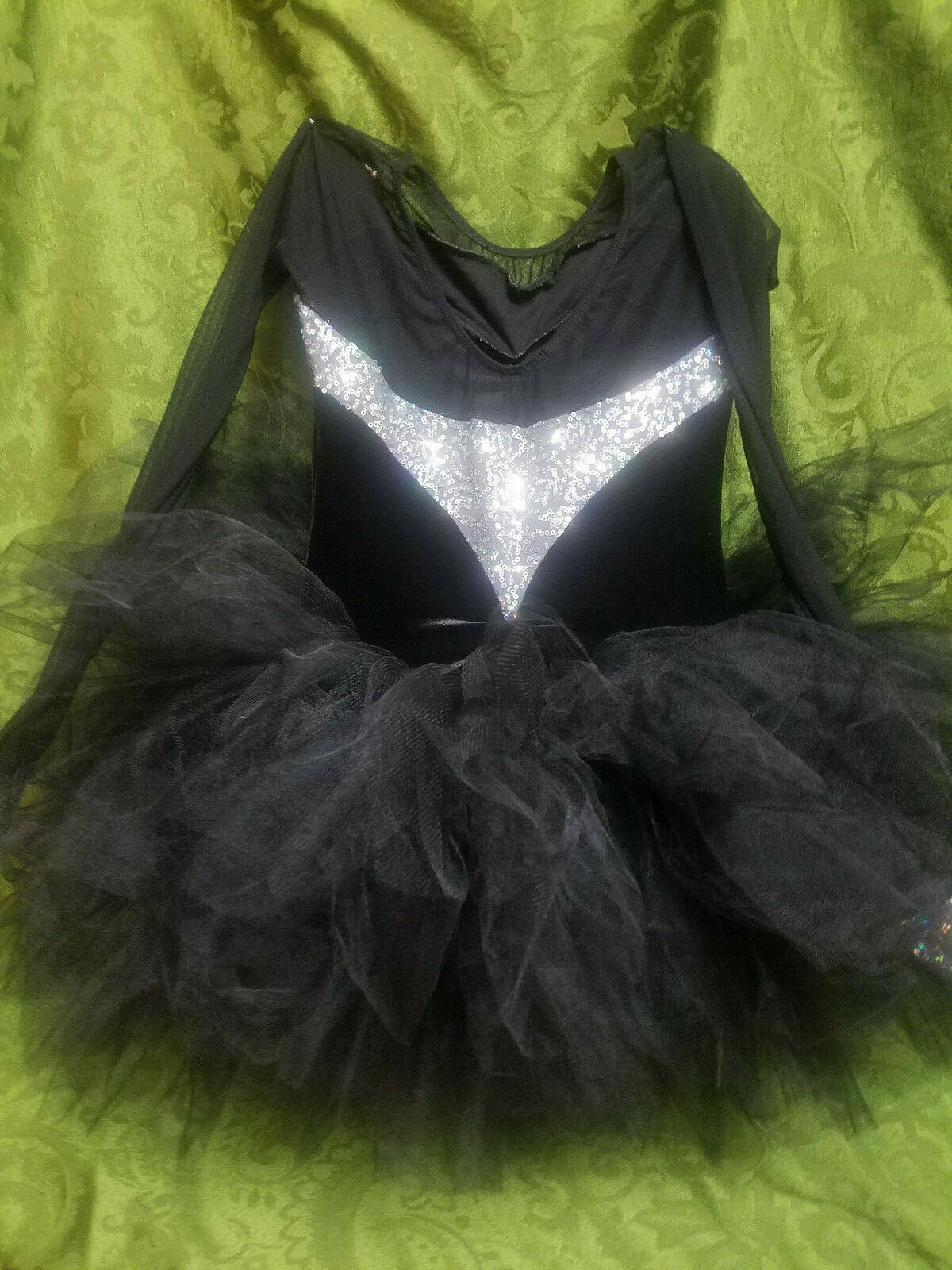 Girl Black Stretch Velvet Ballet Tutu Dance Costume Leotard Halloween Size Large - Fresh Stock Dated December 2025
