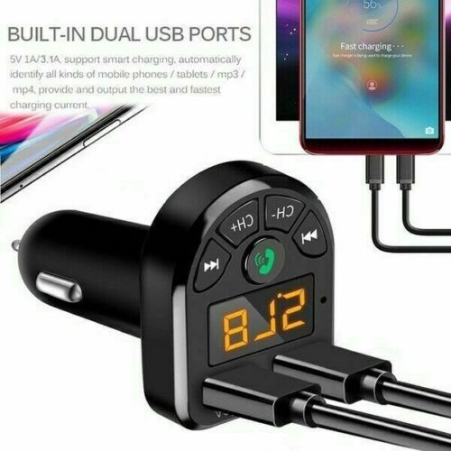 5.0 Bluetooth Dual USB Charger Wireless Cigarette Lighter Car FM Transmitter - Fresh Stock Dated December 2025