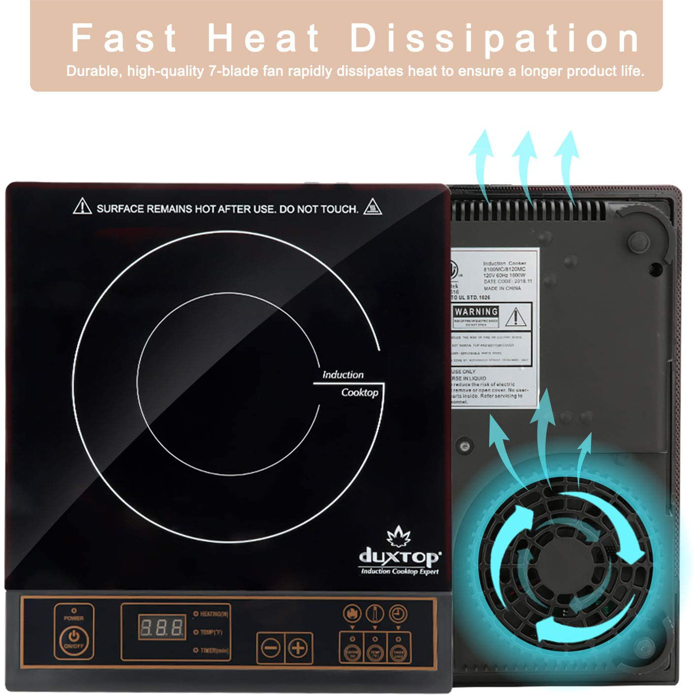 Electric Portable Induction Cooktop Countertop Burner 1800W, Black for Dorm & RV - Fresh Stock Dated February 2026