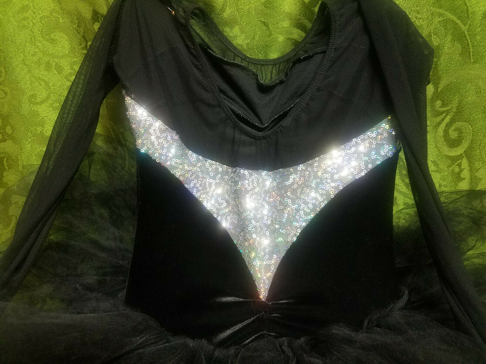 Girl Black Stretch Velvet Ballet Tutu Dance Costume Leotard Halloween Size Large - Fresh Stock Dated December 2025