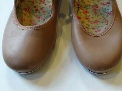 SUNTAN TAN CAPEZIO LEATHER MARY JANE VELCRO TAP DANCE SHOES girls 13.5 M - Fresh Stock Dated December 2025