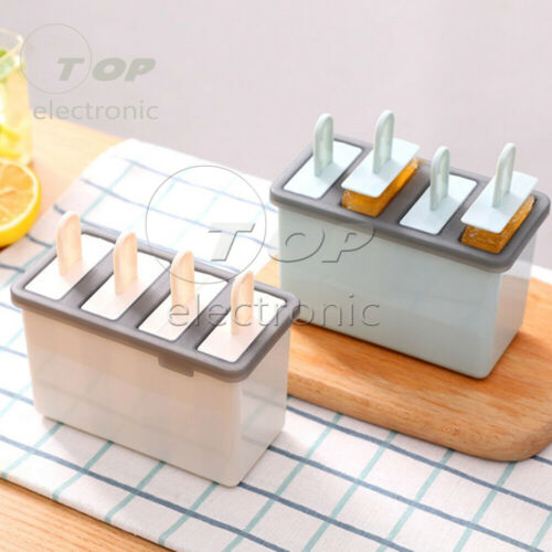 Silicone Frozen Ice Cream Mold Juice Popsicle Maker Ice Lolly Mould - 4 Cell DIY - Fresh Stock Dated February 2026