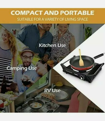 Techwood Hot Plate Electric Single Burner Portable Burner, 1500W with Adjustable - Fresh Stock Dated February 2026