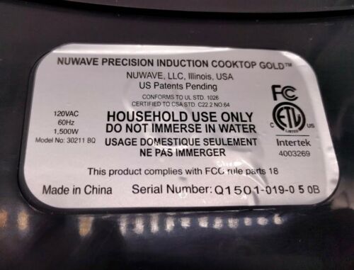 NuWave PIC Gold 1500W Precision Induction Cooktop Burner 30211 BQ - NEW - Fresh Stock Dated February 2026