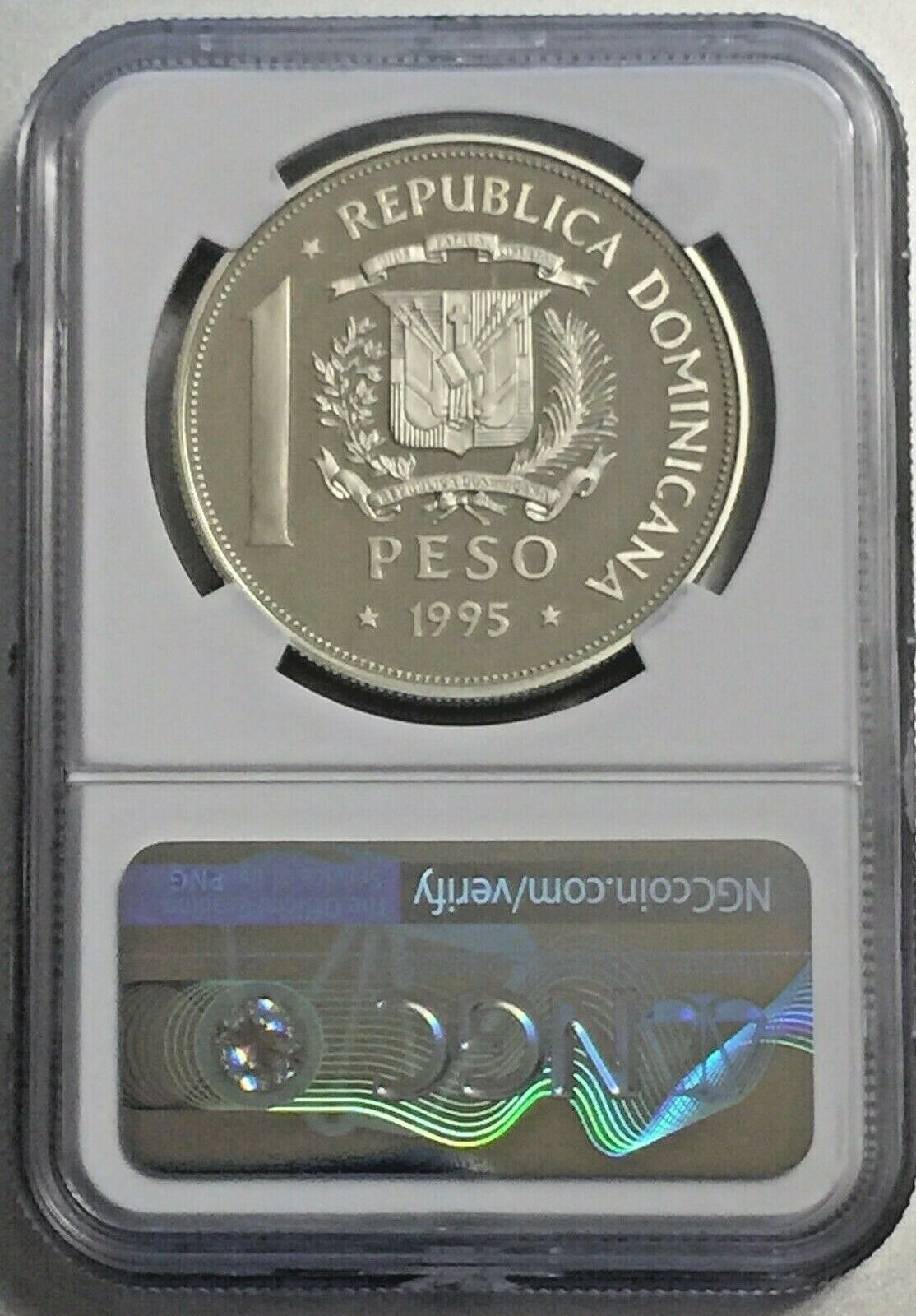 Dominican Republic 1 Peso 1995 Proof 69 NGC UN Silver Coin - Fresh Stock Dated December 2025