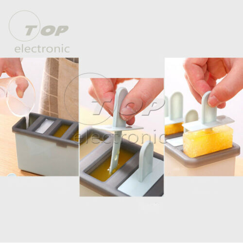 Silicone Frozen Ice Cream Mold Juice Popsicle Maker Ice Lolly Mould - 4 Cell DIY - Fresh Stock Dated February 2026