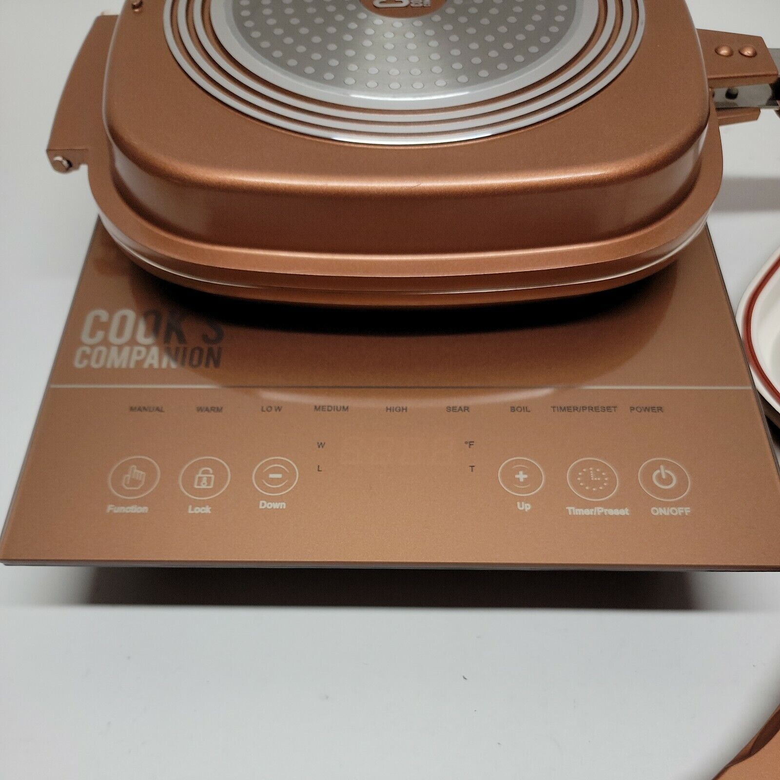 Cooks Companion 1500W LED Copper Glass Programmable Induction Cooker With 3 Pans - Fresh Stock Dated February 2026