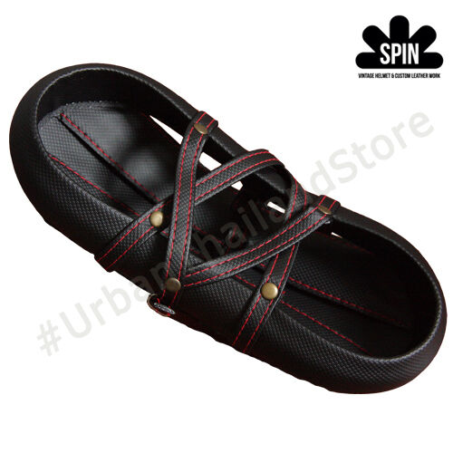 Vintage Cycling Bicycle Helmet Adult L'eroica Retro Black Red Stitches - Fresh Stock Dated December 2025