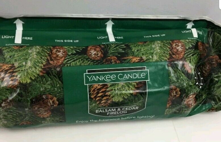 (2) Yankee Candle Balsam & Cedar Firelog Fragrance Scented Fire Log 3 Hour Burn - Fresh Stock Dated January 2026
