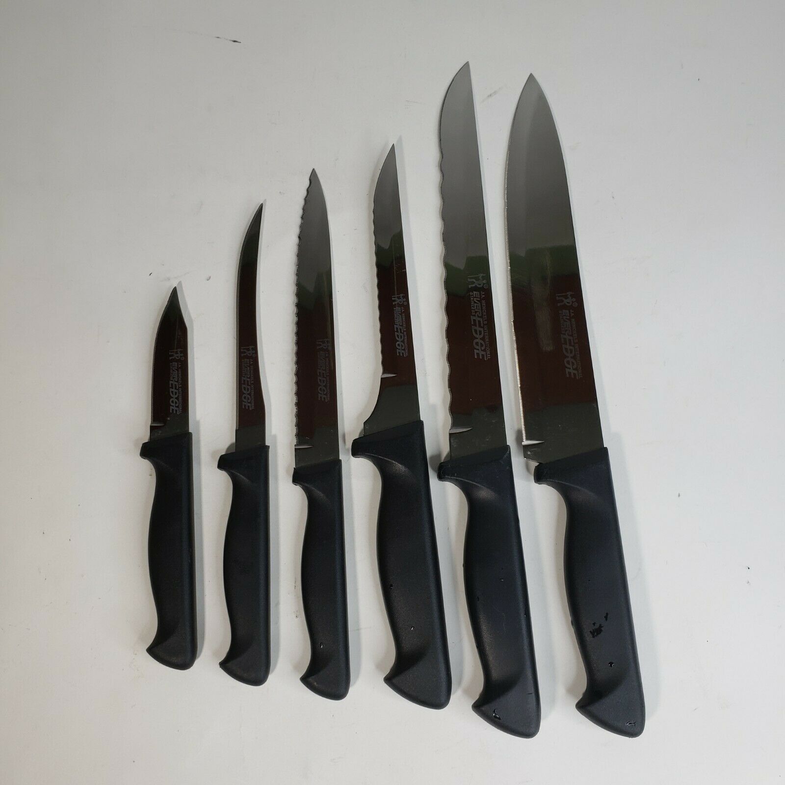 J A Henckels Everedge 6 Knife Kitchen Set w/ Block Chef's Fillet Paring Boning - Fresh Stock Dated February 2026