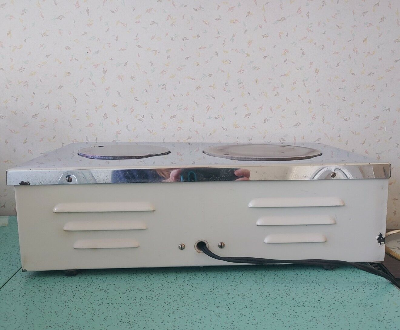 Vintage Rare Unique Portable Electric Dual 2 Burner Hot Plate White and Chrome - Fresh Stock Dated February 2026