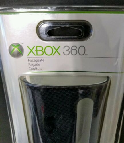 Authentic Xbox 360 Console System Front Faceplate Black Carbon Fiber NIP 2005 - Fresh Stock Dated February 2026