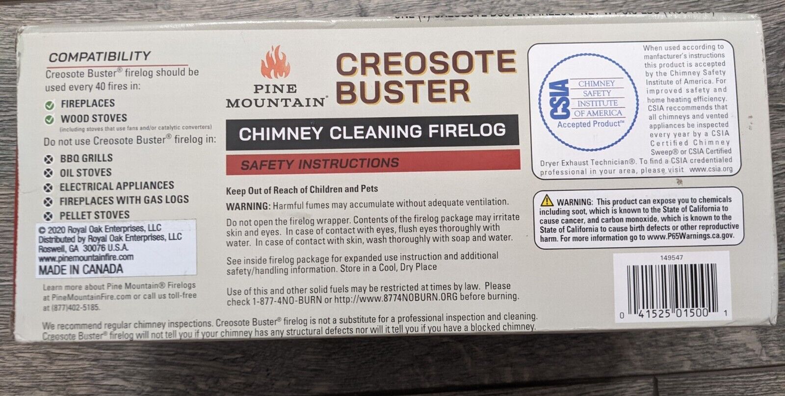 Pine Mountain Creosote Buster Chimney Cleaning Safety Firelog - Fresh Stock Dated January 2026