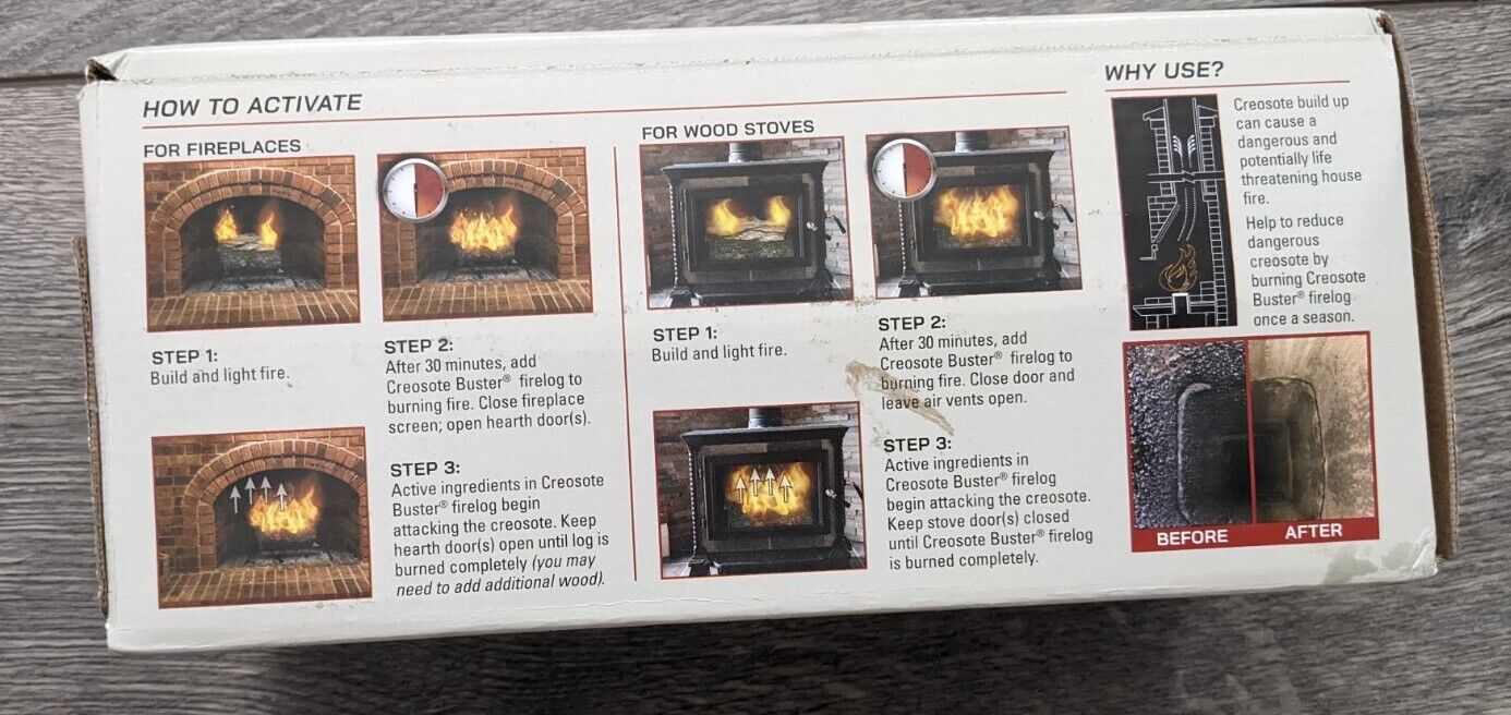 Pine Mountain Creosote Buster Chimney Cleaning Safety Firelog - Fresh Stock Dated January 2026