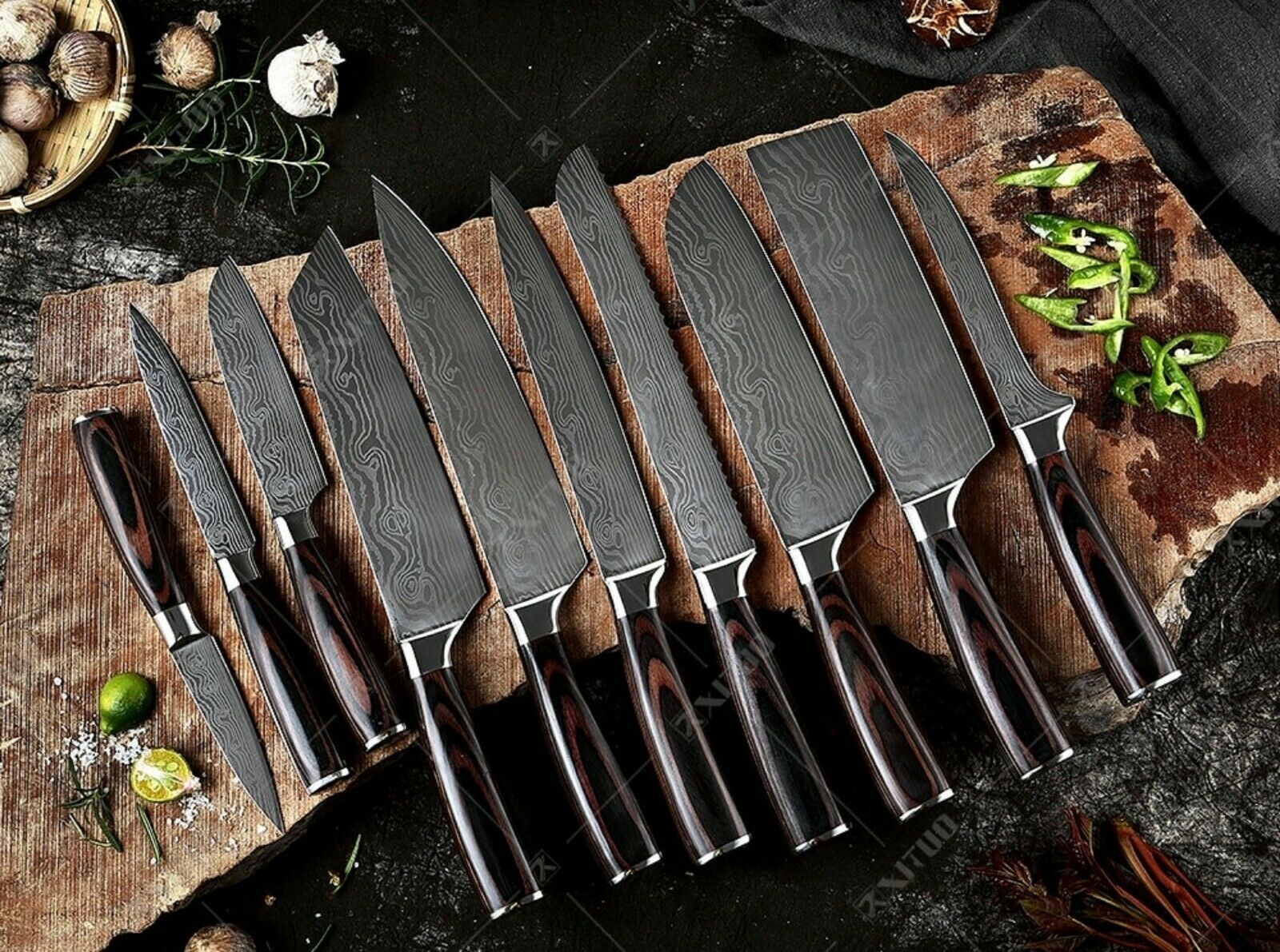 Kitchen Knife set Professional Stainless Steel Damascus Cleaver Japan Chef - Fresh Stock Dated January 2026