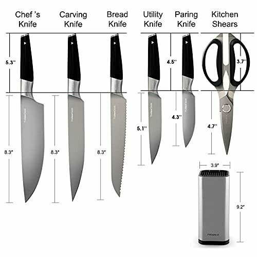 Kitchen Knife Set, 7 Pieces German High Carbon Stainless Steel Knife Block Set - Fresh Stock Dated January 2026