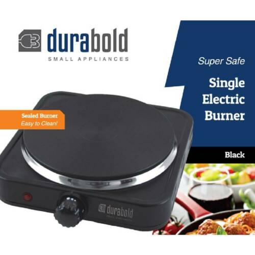 Durabold Single Electric Burner Sealed 1000W 7-Inch Hot Plate Cook Stove, Black - Fresh Stock Dated February 2026