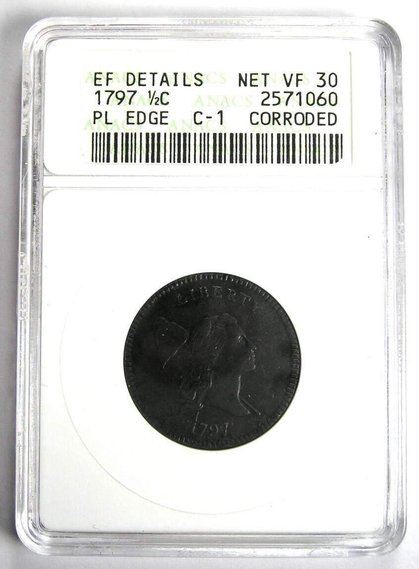 1797 Liberty Cap Flowing Hair Half Cent 1/2C -  ANACS XF Details (EF) / Net VF30 - Fresh Stock Dated December 2025