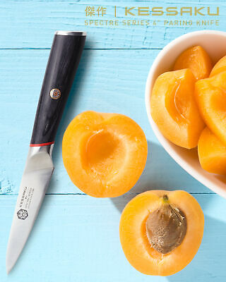 Kessaku 4-Inch Paring Knife - Spectre Series - AUS-8 High Carbon Stainless Steel - Fresh Stock Dated January 2026