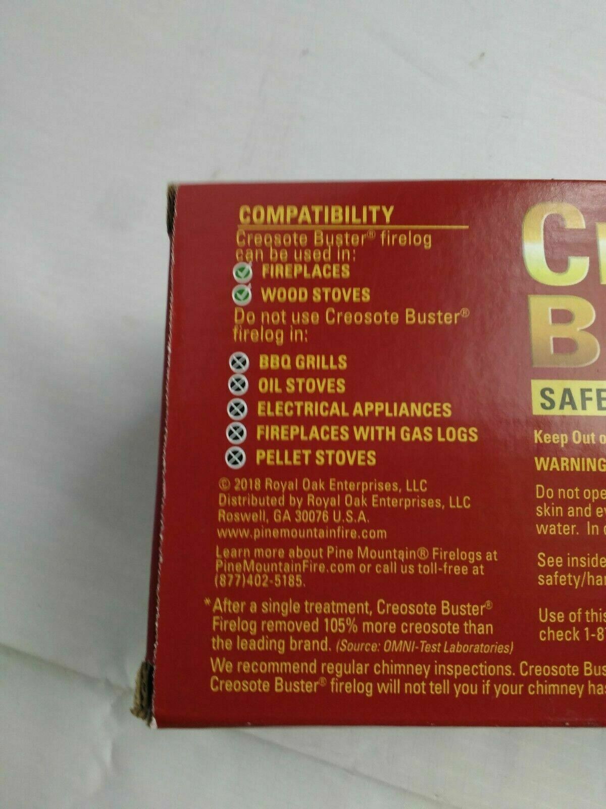 Pine Mountain 41525-01500 Creosote Buster Safety Fire Log on - Fresh Stock Dated December 2025