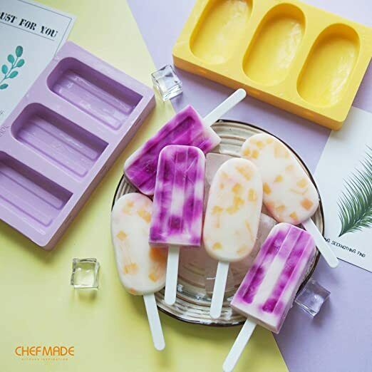 Ice Pop Molds, Silicone Popsicle Maker with Lid and Sticks, Easy-release(Purple) - Fresh Stock Dated February 2026