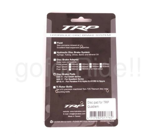 TRP Bike Q20.11 Bike Disc Brake Pads for Quadiem, Quadiem SL, Slate T4 - Fresh Stock Dated December 2025