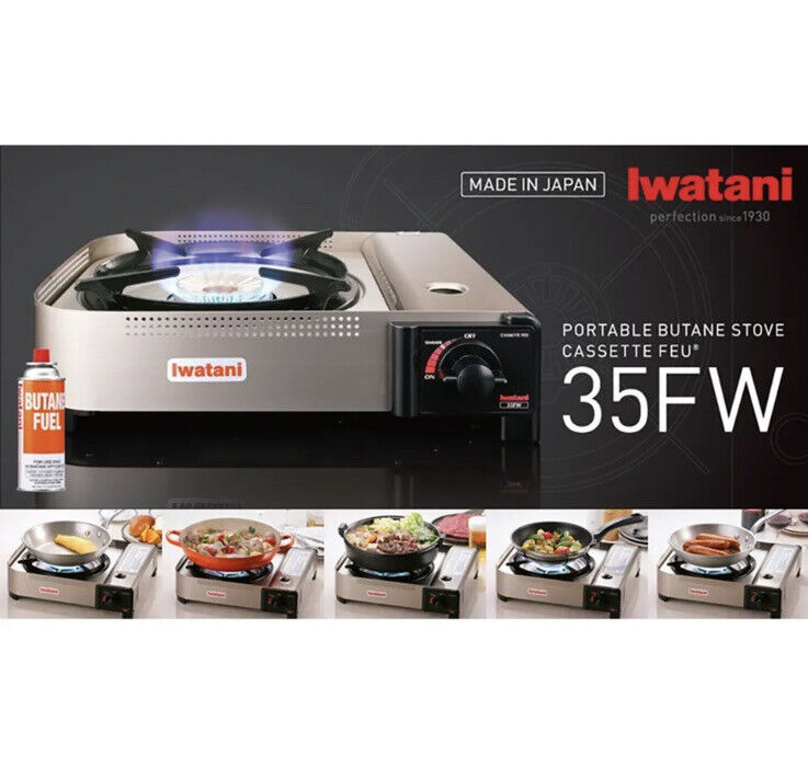 Iwatani 35FW Portable 15,000BTU Butane Stove with Case - Fresh Stock Dated February 2026