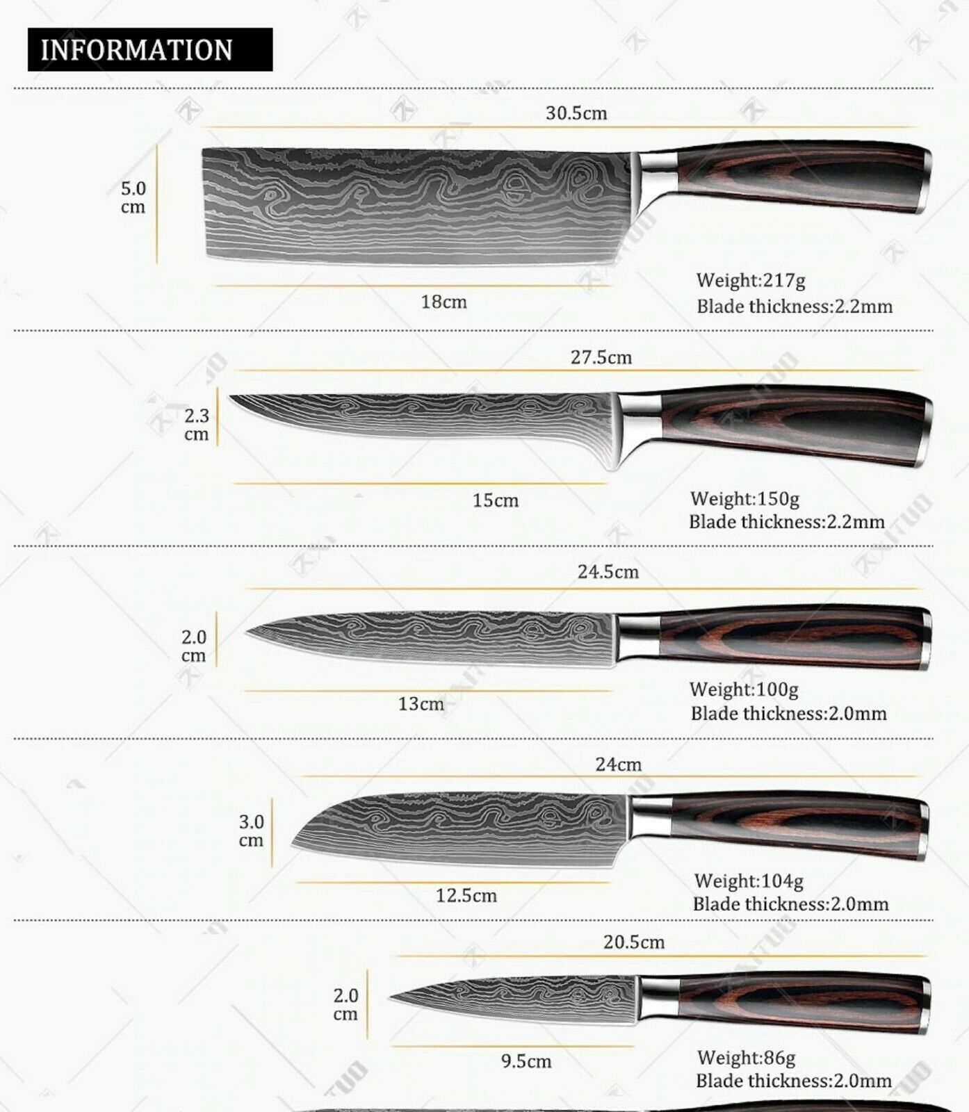 Kitchen Knife set Professional Stainless Steel Damascus Cleaver Japan Chef - Fresh Stock Dated January 2026