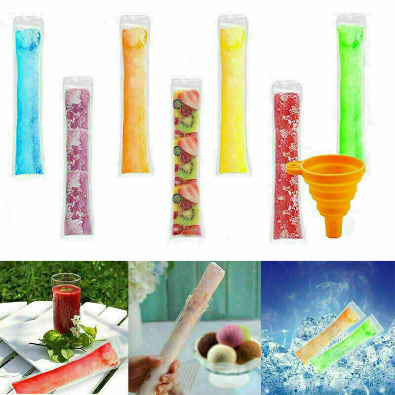 Ice Popsicle Molds Bags Disposable Candy Tube Zip-Lock Pouch Freeze Pops - Fresh Stock Dated February 2026