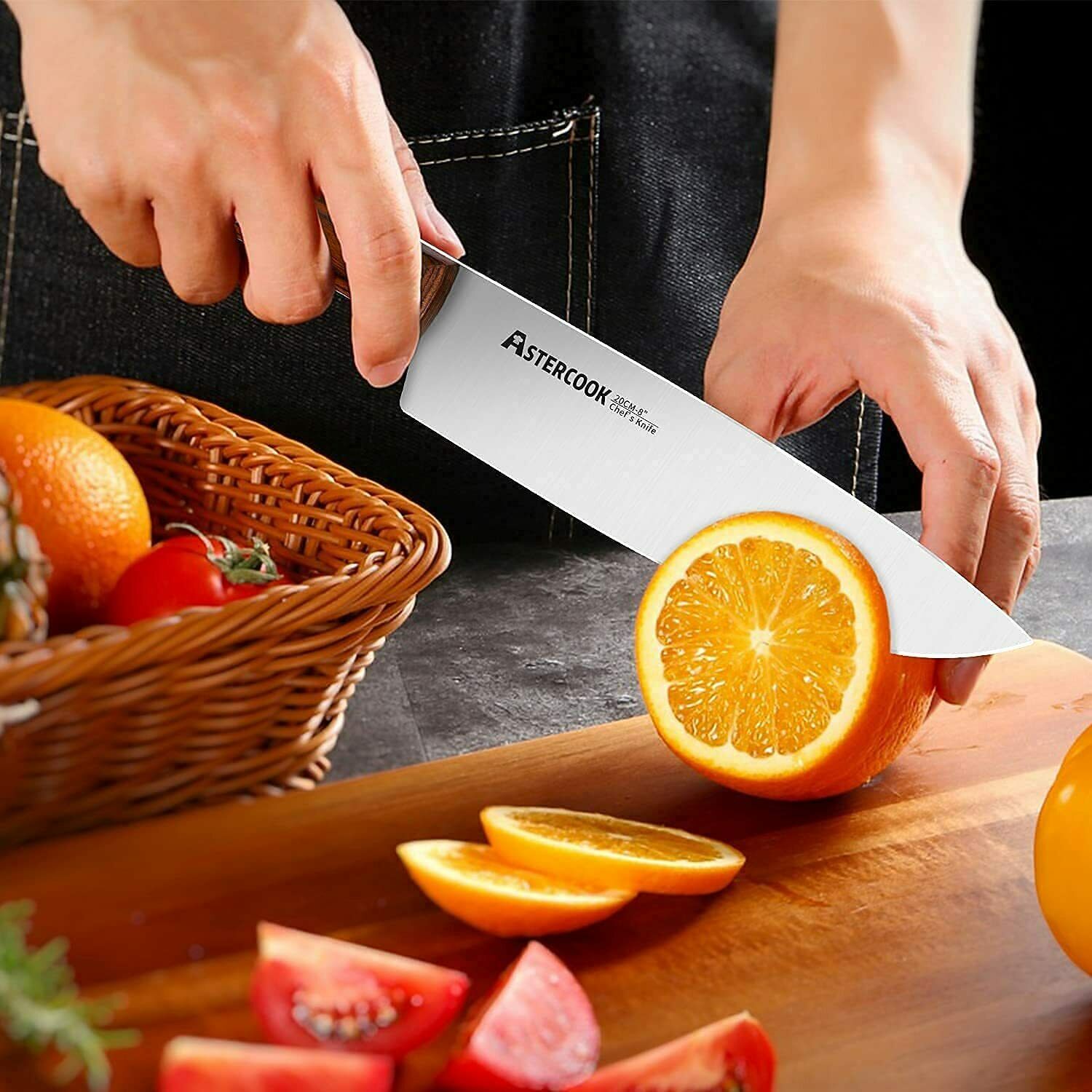 Knife Set, 15-Piece Kitchen Knife Set with Block Wooden German Stainless Steel - Fresh Stock Dated January 2026