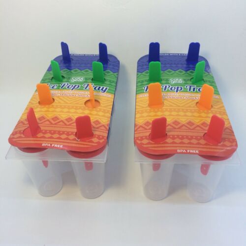 New Ice Pop Tray BPA Free 2 Pack Lot DIY Freeze Juice Fruit Yogurt Pudding Snack - Fresh Stock Dated February 2026