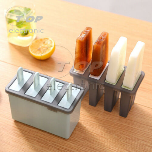 Silicone Frozen Ice Cream Mold Juice Popsicle Maker Ice Lolly Mould - 4 Cell DIY - Fresh Stock Dated February 2026