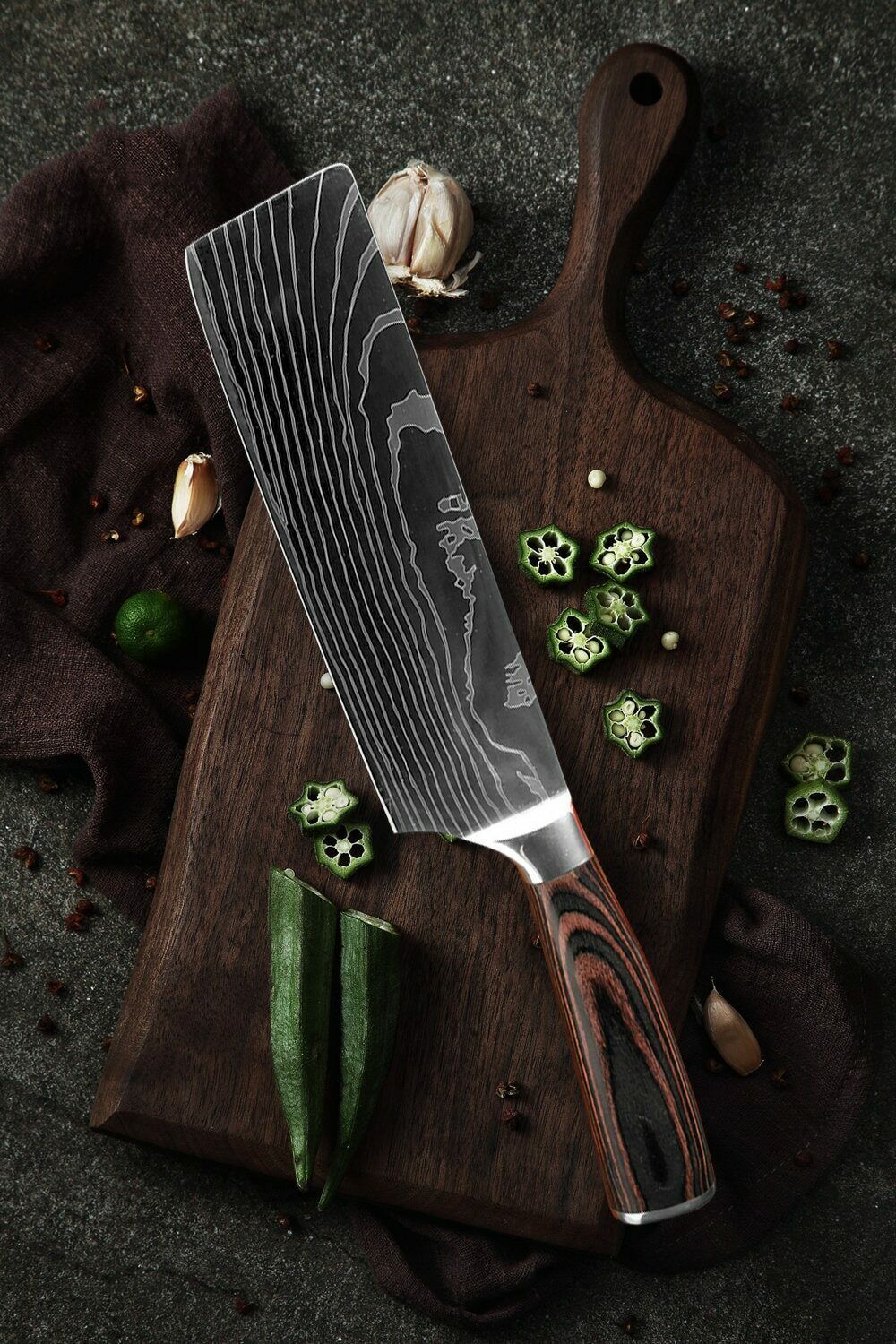 6 Pcs Kitchen Cook Knives Set Japanese Damascus Style Stainless Steel Chef Knife - Fresh Stock Dated January 2026