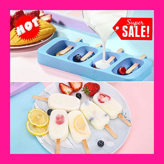 Moldes De Silicona Para Helados Paletas Ice Cream Molds Dulces Tortas Set-2 4Pcs - Fresh Stock Dated February 2026